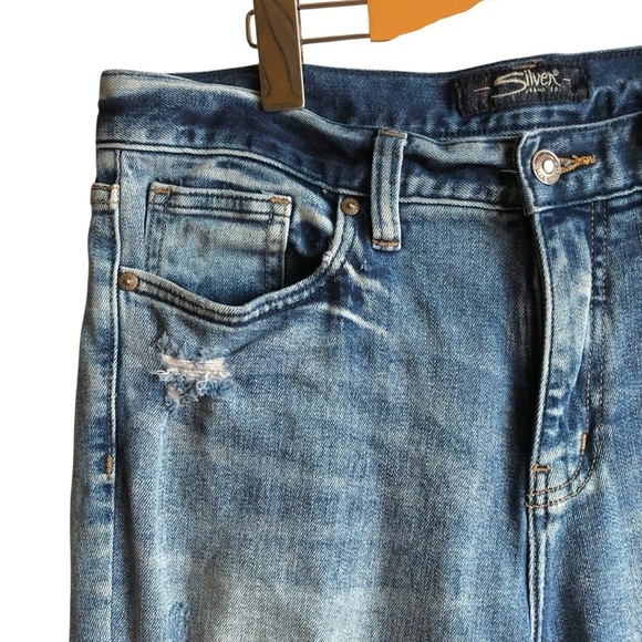 Silver Jeans Vintage Ankle Straight Size 29 Distressed with Holes - Picture 4 of 12